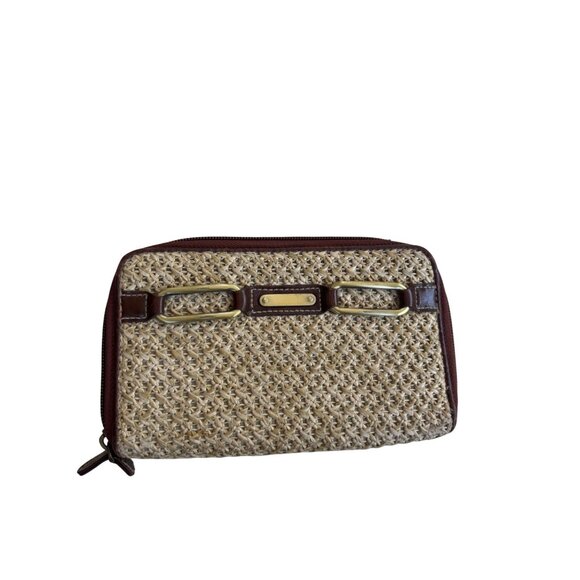 Womens Brown Woven Wallet With Card Slots & ID Window - Picture 1 of 7